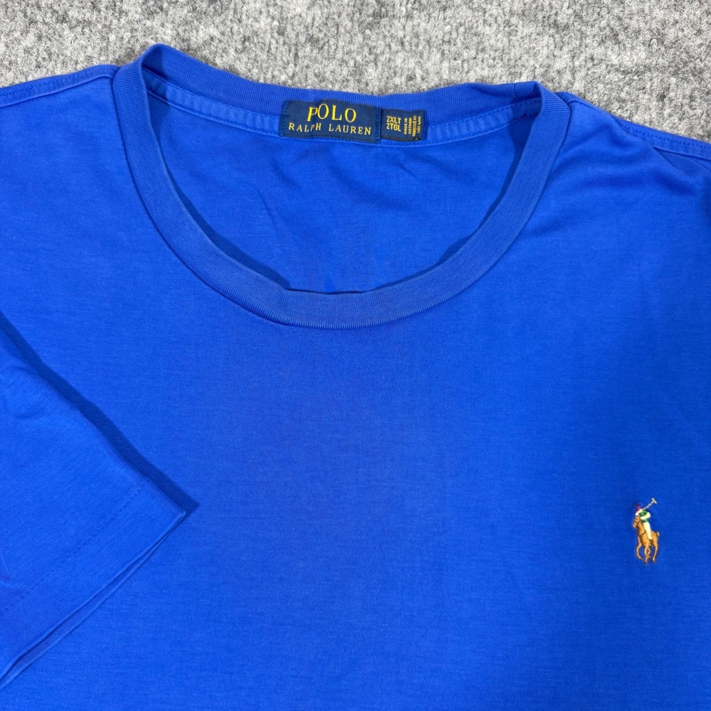 Polo Ralph Lauren T-Shirt Classic Pony Mens 2XLT Blue 100% Cotton EUC Preppy